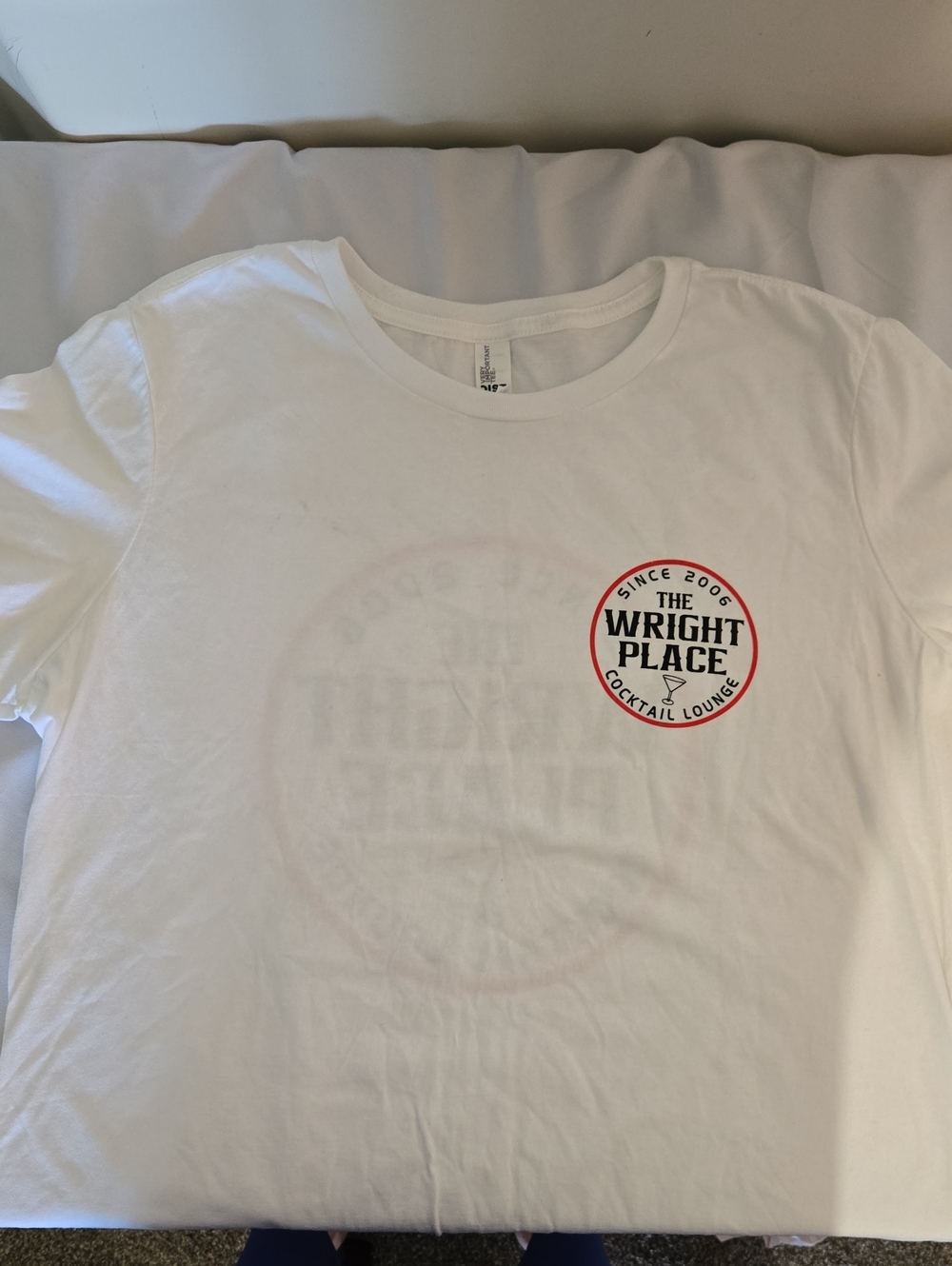 White Pocket Logo Tee with Red/Black Accent